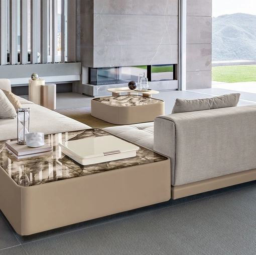 Tavolino Black Jack coffee bar con top in cristallo retroilluminato di Daytona Home