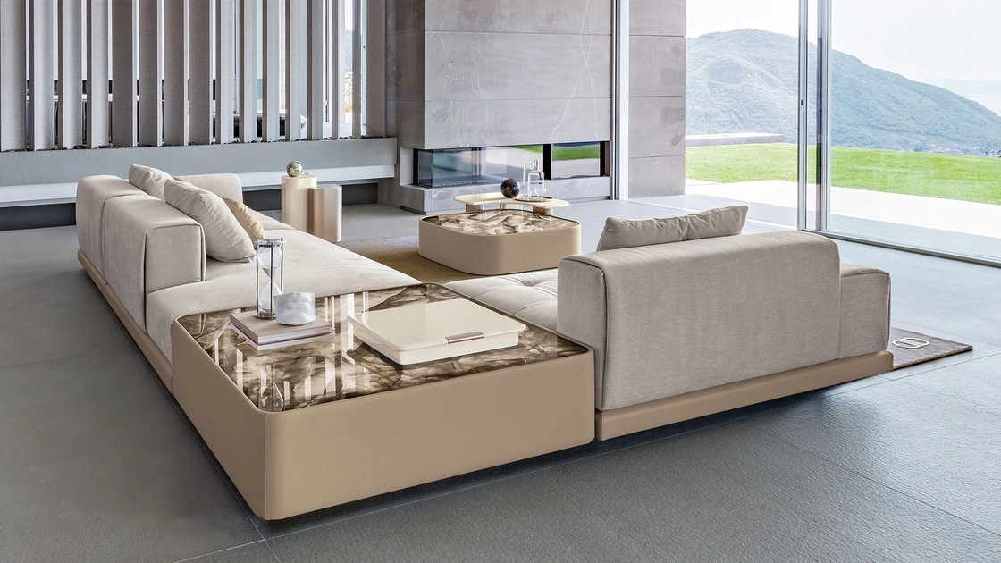 Tavolino Black Jack coffee bar con top in cristallo retroilluminato di Daytona Home