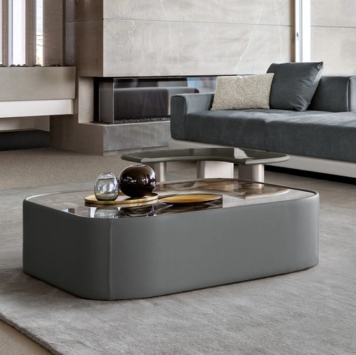 Tavolino Black Jack coffee table con top in cristallo retroilluminato di Daytona Home