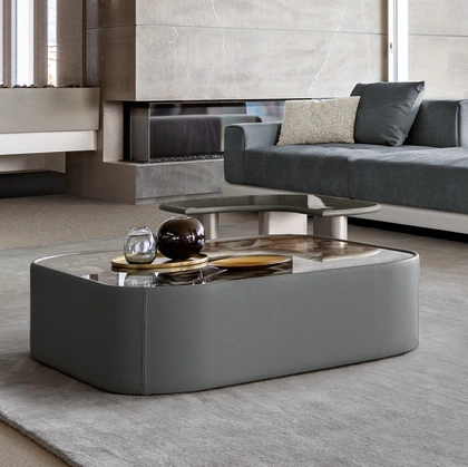 Tavolino Black Jack coffee table con top in cristallo retroilluminato di Daytona Home