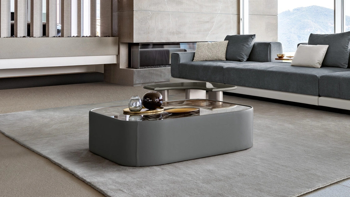 Tavolino Black Jack coffee table con top in cristallo retroilluminato di Daytona Home