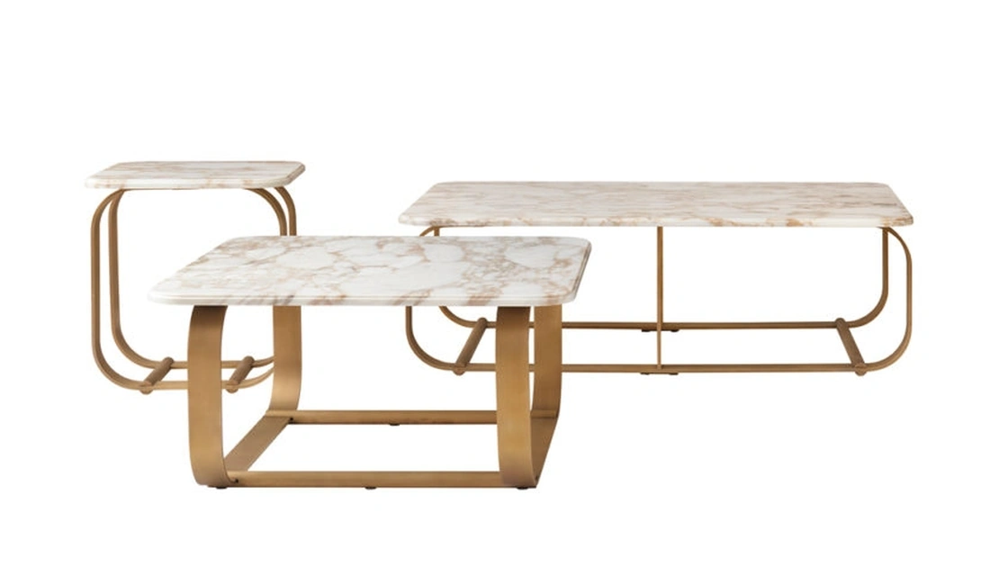 Tavolino Buddha Bar in marmo e ottone di Daytona Home