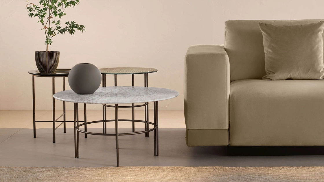 Tavolino con top in marmo o vetro Cristaline di Fiam