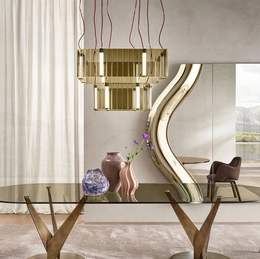 Specchio Magnifico con cornice oin vetro curvato di Fiam