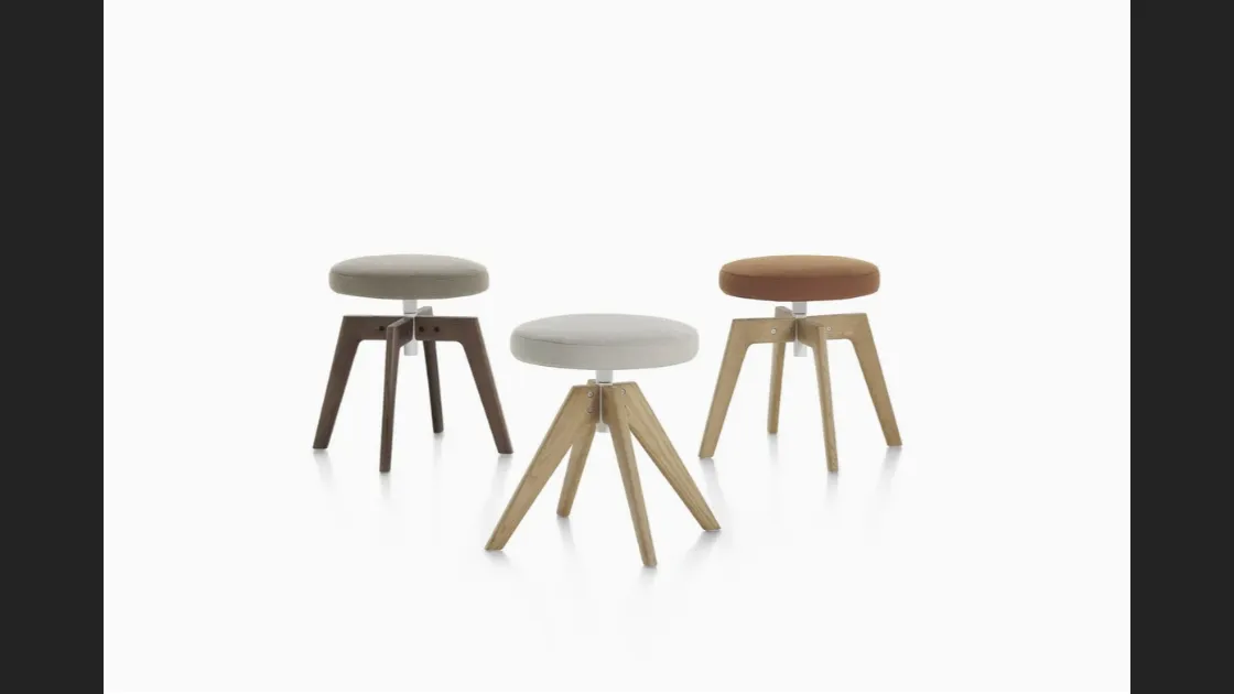 Pouf in tessuto e legno Flow di MDF Italia