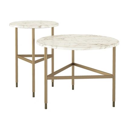 Tavolino in marmo e ottone Gaudì di Daytona Home