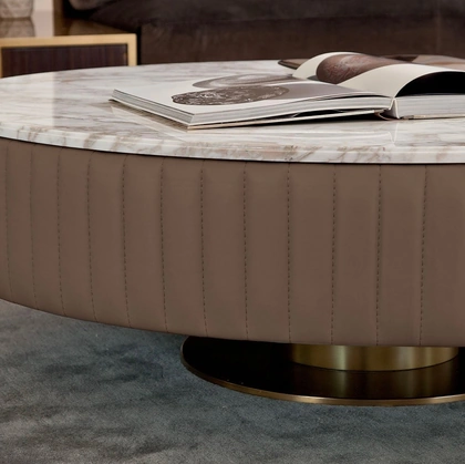 Tavolino in marmo e pelle Giove di Daytona Home