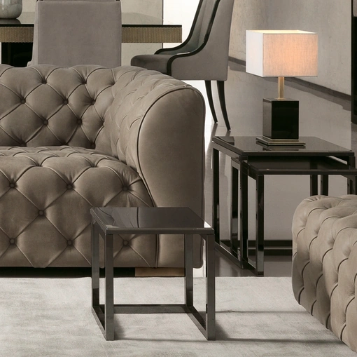 Tavolino in vetro e ottone Mondrian di Daytona Home