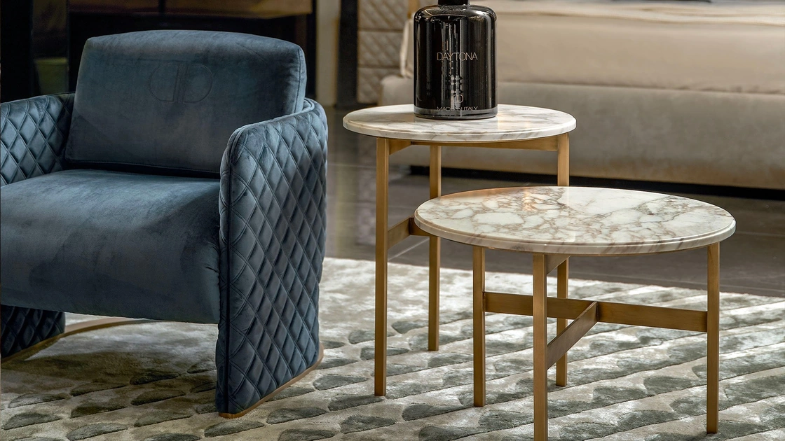 Tavolino Rietveld in marmo e ottone di Daytona Home