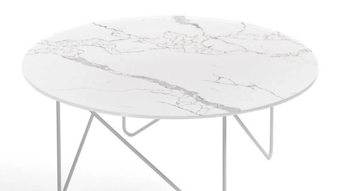 Sharp con top in vetro decorato marmo di Kermes divani