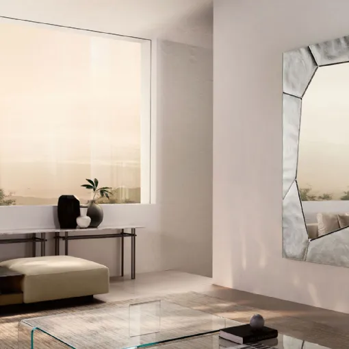 Specchio con cornice in vetro Silica di Fiam