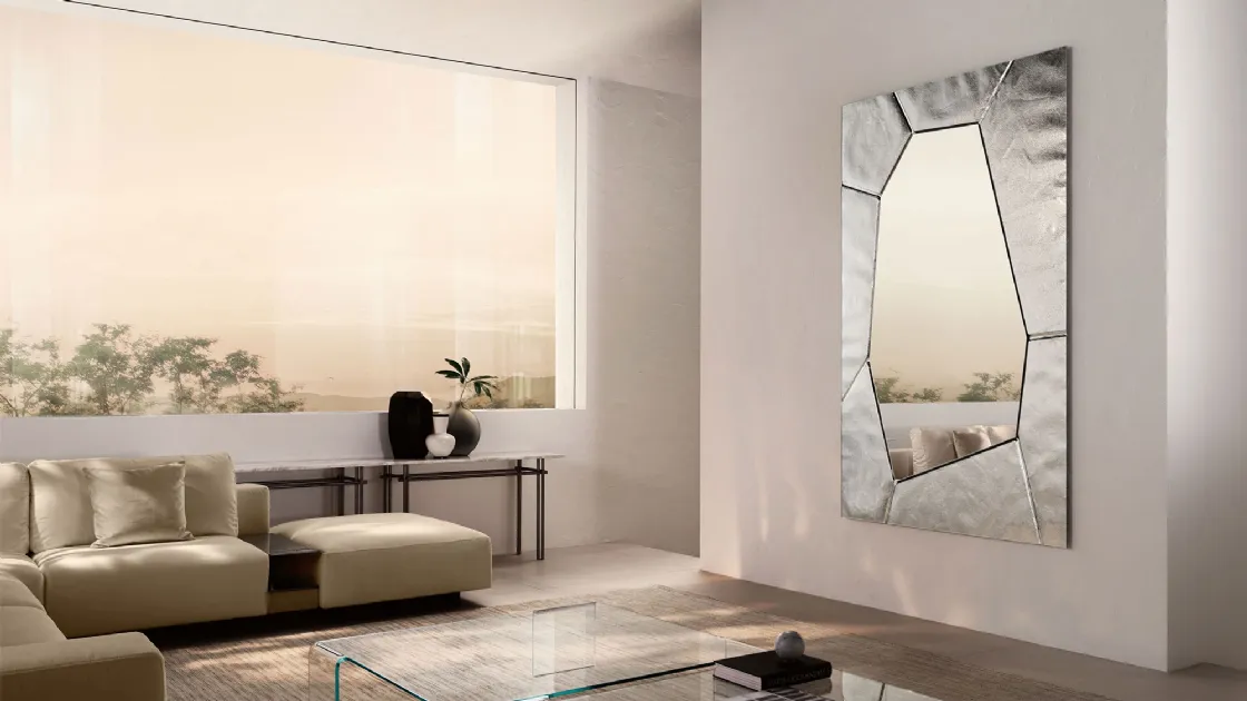 Specchio con cornice in vetro Silica di Fiam