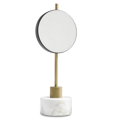 Specchio Holly con telaio in acciaio finitura ottone e basamento in marmo di Daytona Home