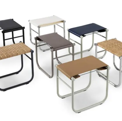Tavolino Tabouret in cuoio, canna o tessuto di Cassina
