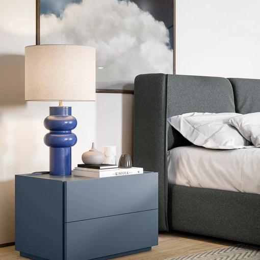 Comodino Free con due cassetti laccato opaco di Dielle Modus