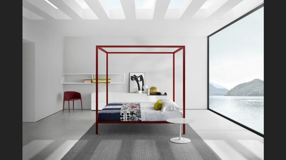 Letto Aluminium Bed Baldacchino Sommier di MDF Italia