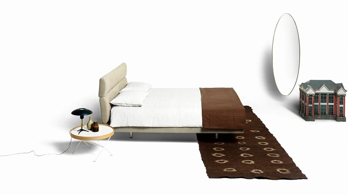 Letto matrimoniale imbottito Sleeping Car di De Padova