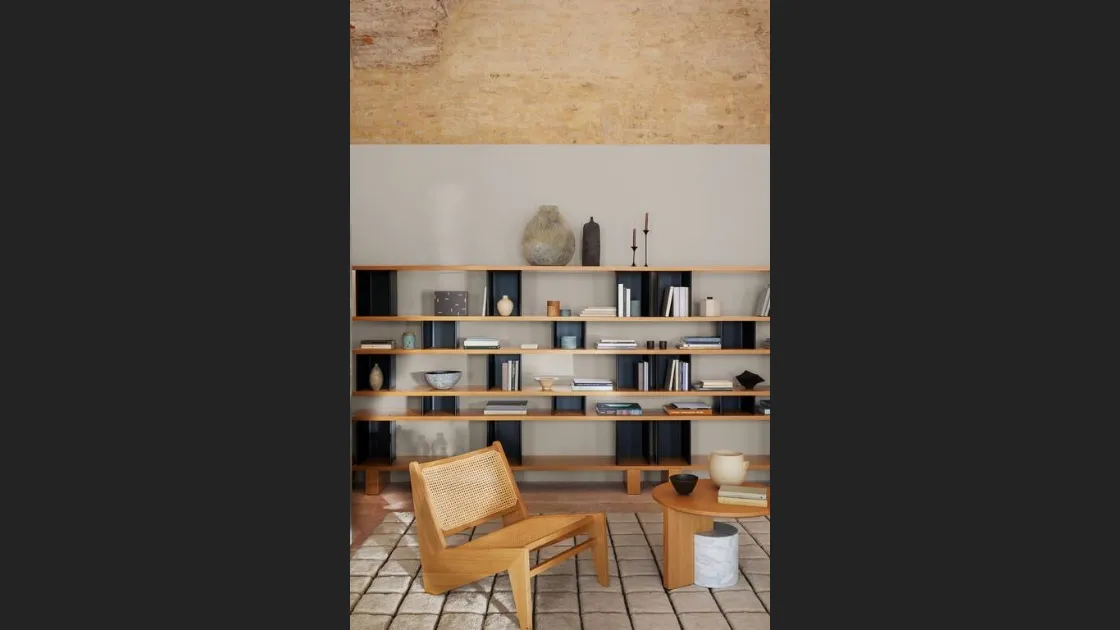 Libreria a muro componibile in legno e alluminio Nuage di Cassina