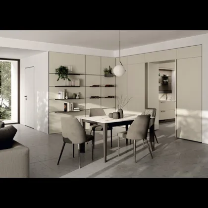 Libreria Living Moda Strips Urban Gold in laminato e acciaio di Scavolini