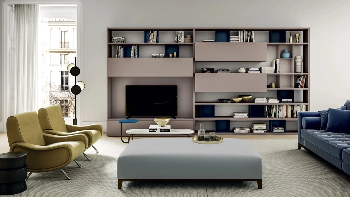 Libreria Line Up 08 in laccato opaco Duna di Dielle Modus