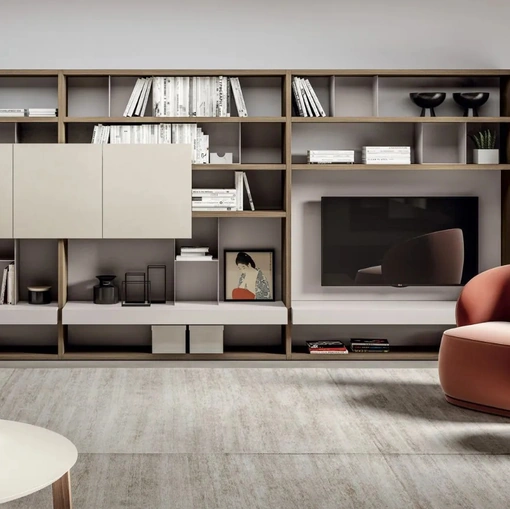 Libreria Line Up 10 in nobilitato e laccato di Dielle Modus