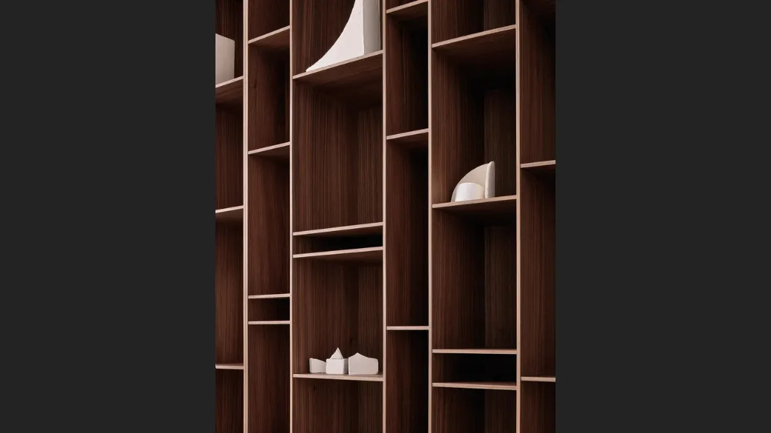 Libreria Random Wood in finitura Noce Canaletto di MDF Italia
