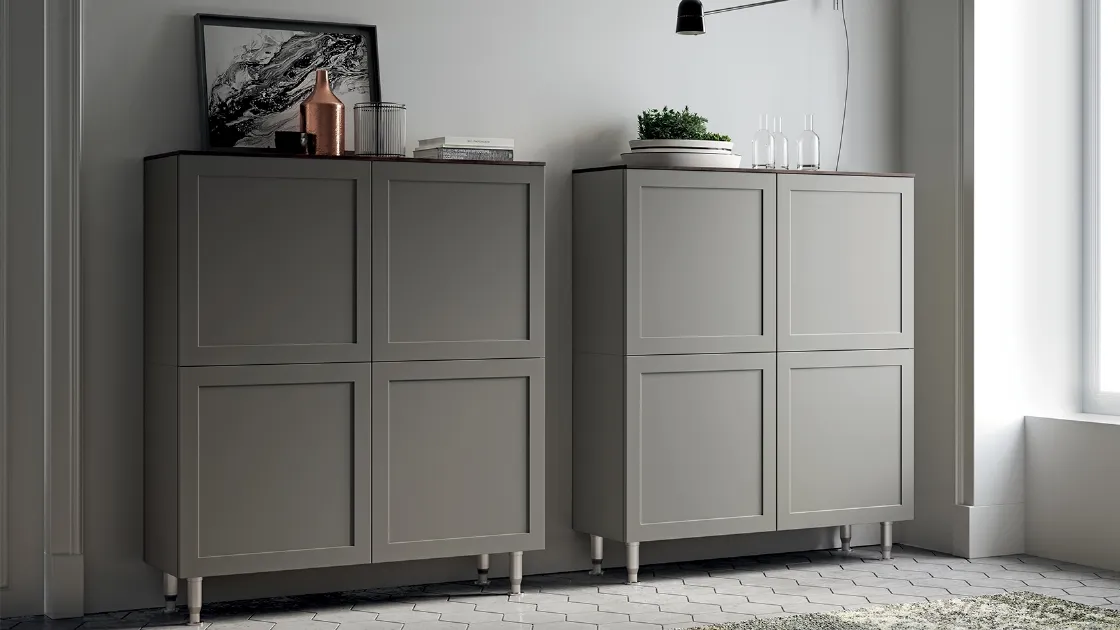 Madia Living Carattere 07 in laccato opaco Grigio Titanio di Scavolini