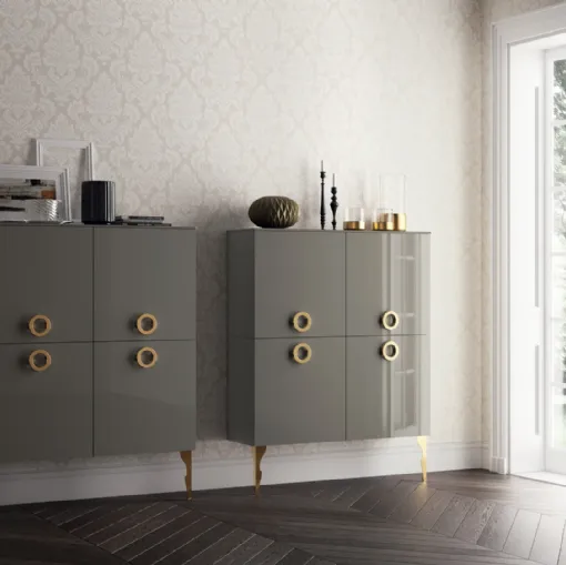 Madia Living Exclusiva 04 in laccato lucido Grigio Titanio di Scavolini