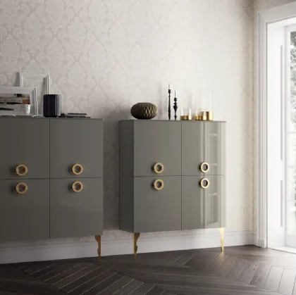 Madia Living Exclusiva 04 in laccato lucido Grigio Titanio di Scavolini