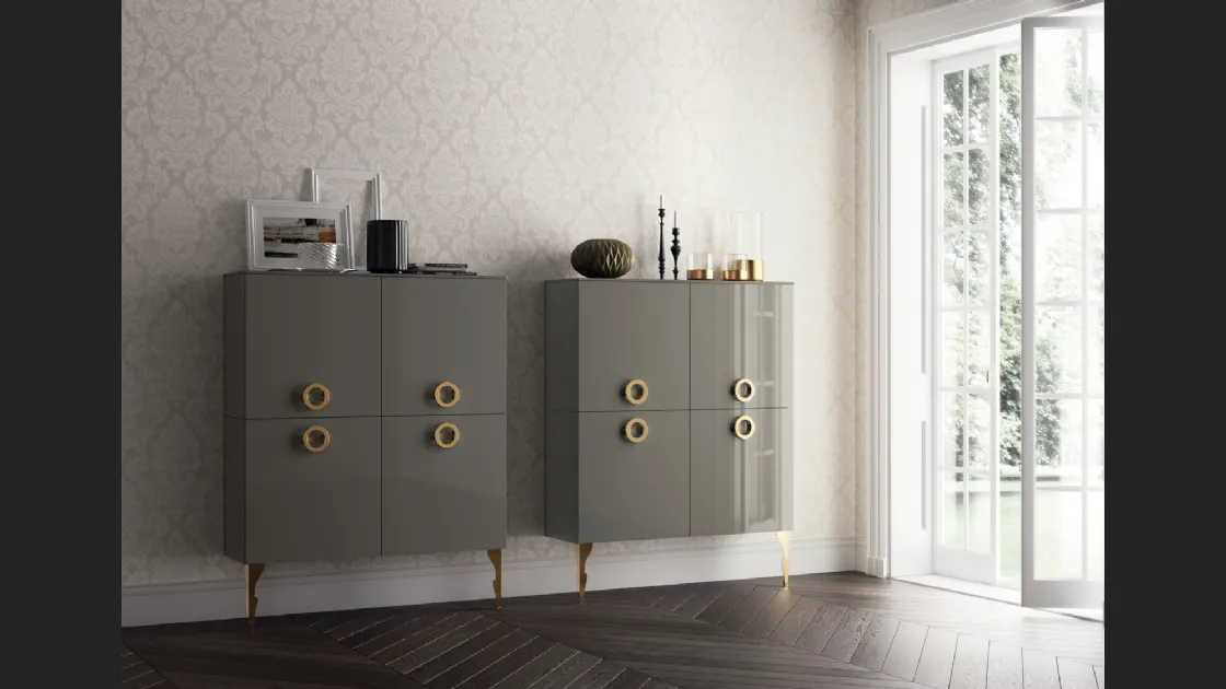 Madia Living Exclusiva 04 in laccato lucido Grigio Titanio di Scavolini