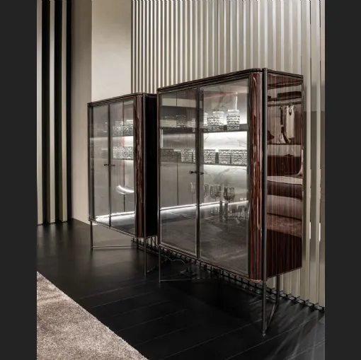 Madia alta Shibuya in vetro e legno di Misuraemme