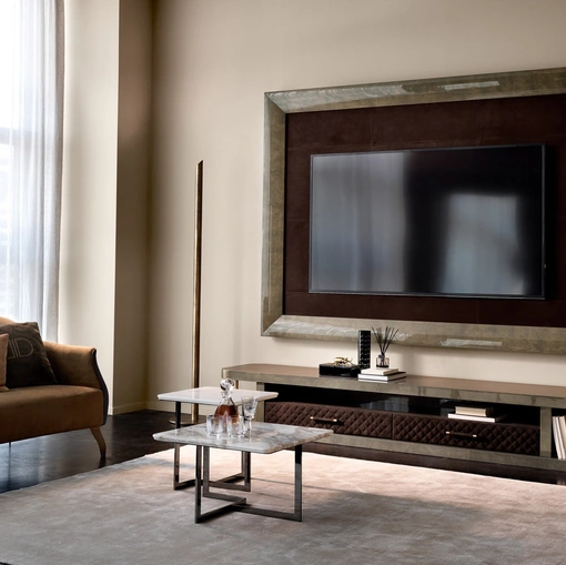 Mobile Porta Tv Zeus in radica di mirto lucida spazzolata di Daytona Home