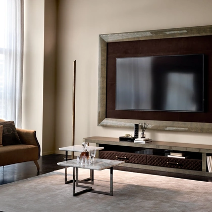 Mobile Porta Tv Zeus in radica di mirto lucida spazzolata di Daytona Home