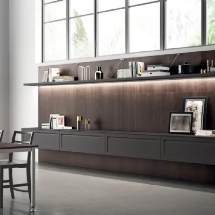 Parete Attrezzata Living Carattere 01 Grigio Ferro di Scavolini