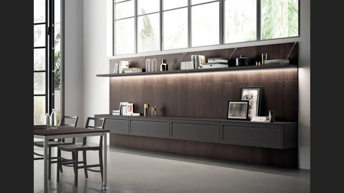 Parete Attrezzata Living Carattere 01 Grigio Ferro di Scavolini