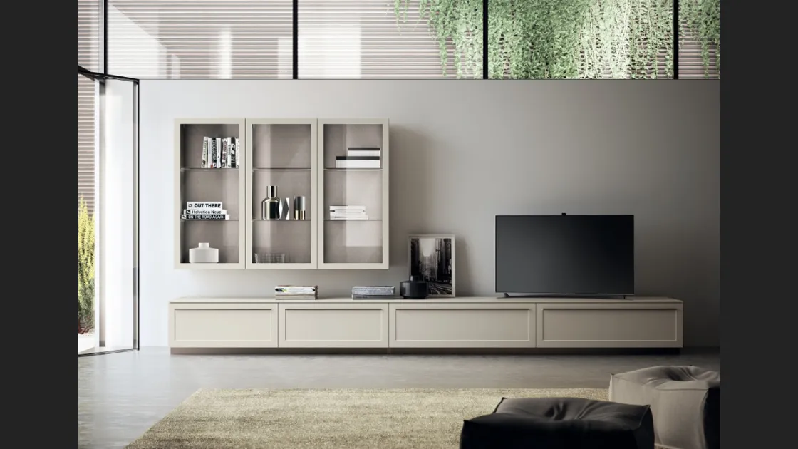 Parete Attrezzata Living Carattere 02 in laccato opaco Tortora di Scavolini