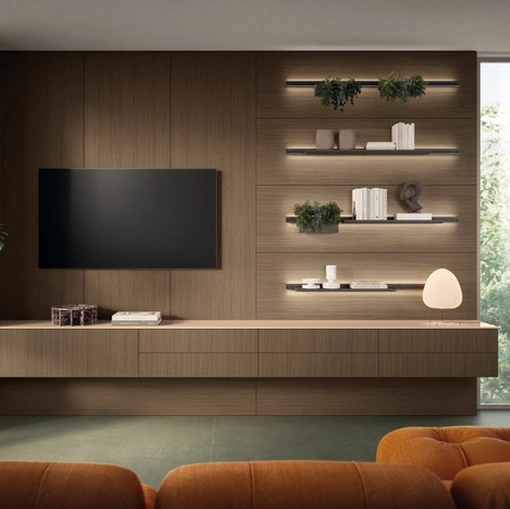 Parete Attrezzata Living Essenza 01 in decorativo Quercia di Scavolini