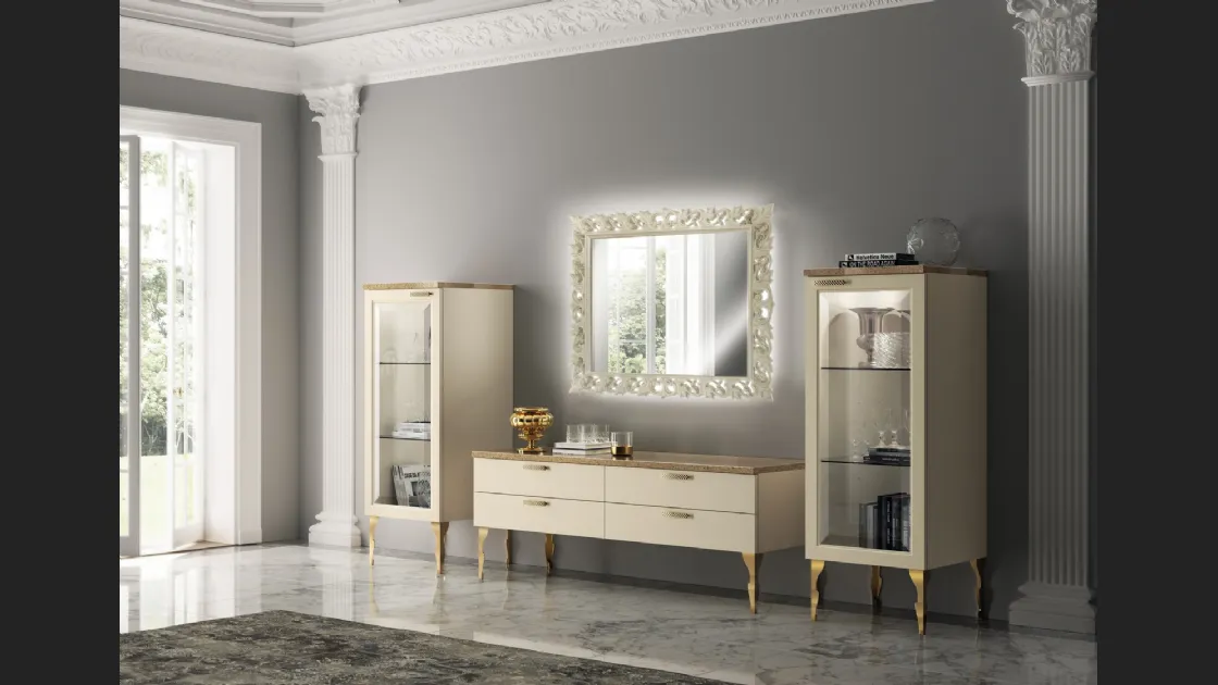 Parete Attrezzata Living Exclusiva 06 in laccato opaco Beige di Scavolini