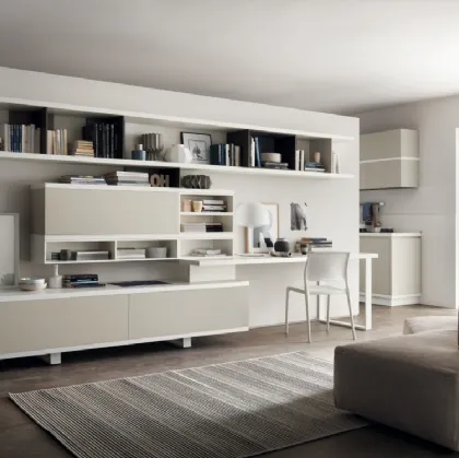 Parete Attrezzata Living Foodshelf 03 in laccato Tortora e Bianco di Scavolini