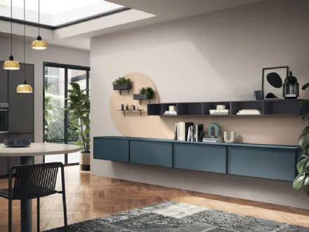 Parete Attrezzata Living Jeometrica 02 Verde Ottanio di Scavolini