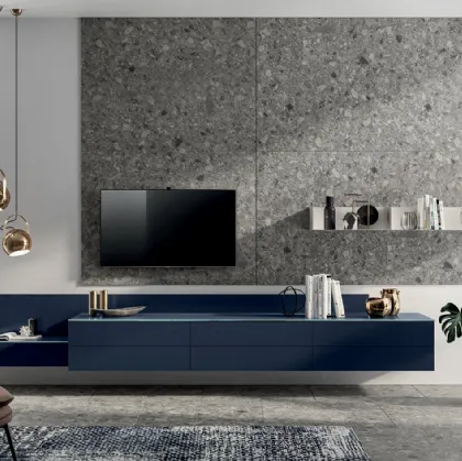 Parete Attrezzata Living Liberamente 08 in laccato Blu Moon di Scavolini