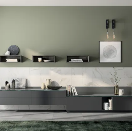 Parete Attrezzata Living Liberamente 07 in laccato opaco Grigio Ferro di Scavolini