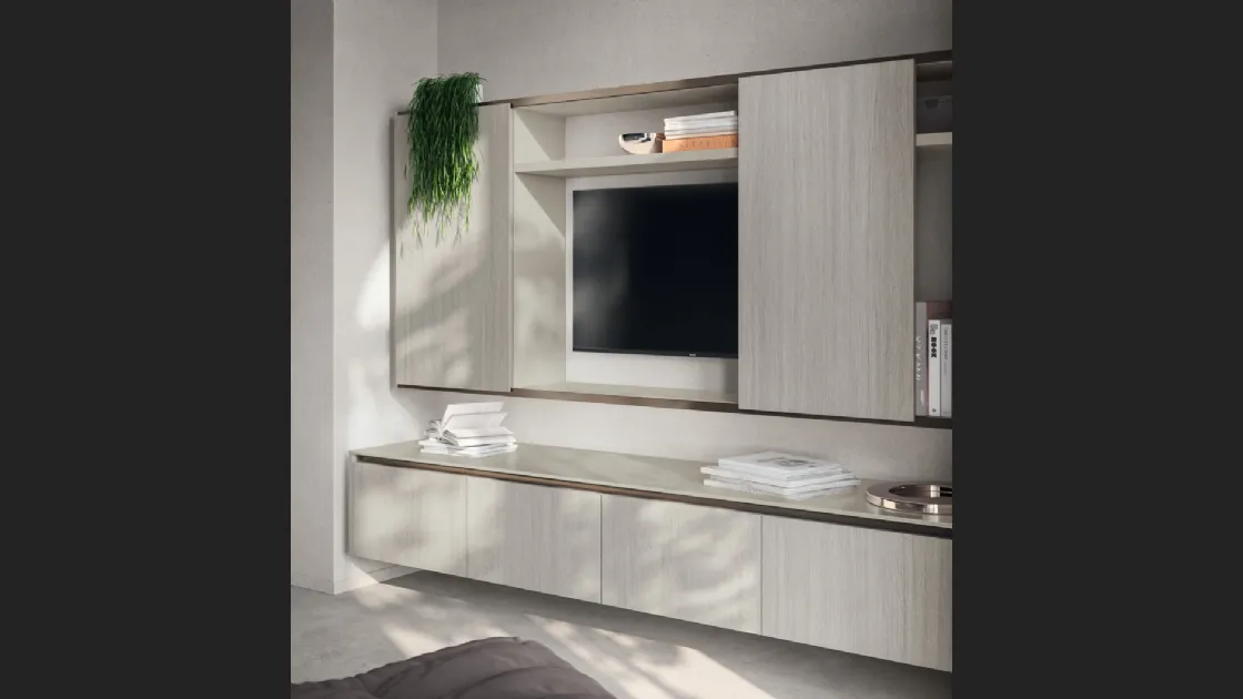 Parete Attrezzata Living Libra 04 in decorativo Oriental Light di Scavolini
