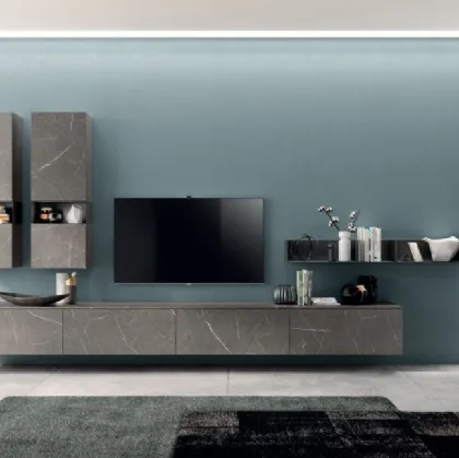 Parete Attrezzata Living Mood 05 in Laminato Pietra Grey di Scavolini