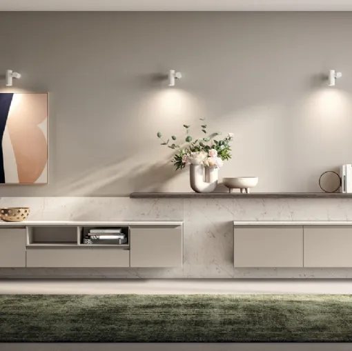 Parete Attrezzata Living Motus 04 in laccato opaco Visone di Scavolini