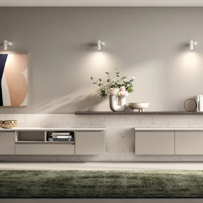 Parete Attrezzata Living Motus 04 in laccato opaco Visone di Scavolini