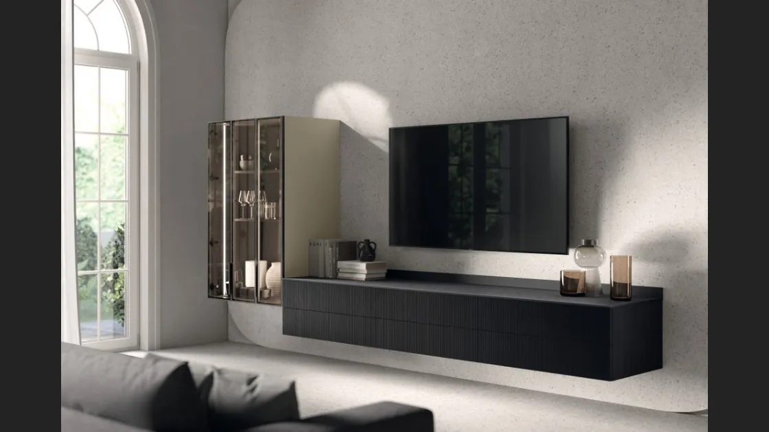 Parete Attrezzata Living Musa in Rovere Berry 04 di Scavolini