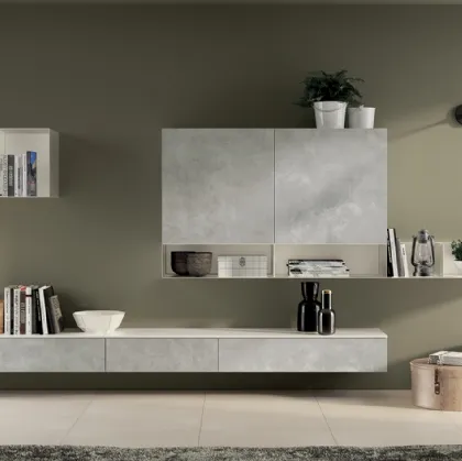 Parete Attrezzata Living Sax 01 in decorativo Concrete Light di Scavolini