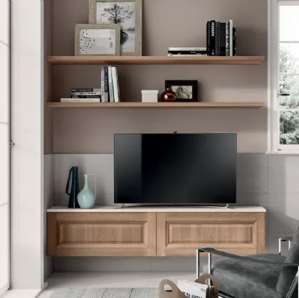 Parete Attrezzata Living Easy 02 in decorativo Rovere Atzeco di Scavolini
