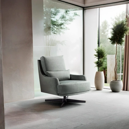 Poltrona in tessuto con base girevole in metallo Filicudi di Franco Ferri